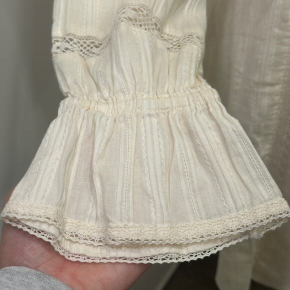 Allison New York Cream Embroidered Lace Cottage Peasant Prairie Boho Mini Dress - Picture 7 of 14